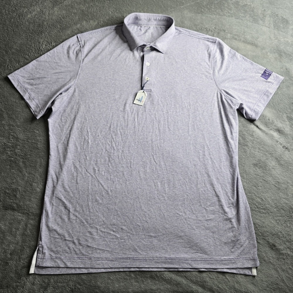 NWT Johnnie-O Lyndon Polo Mens XL Purple Striped Performance Golf Shirt